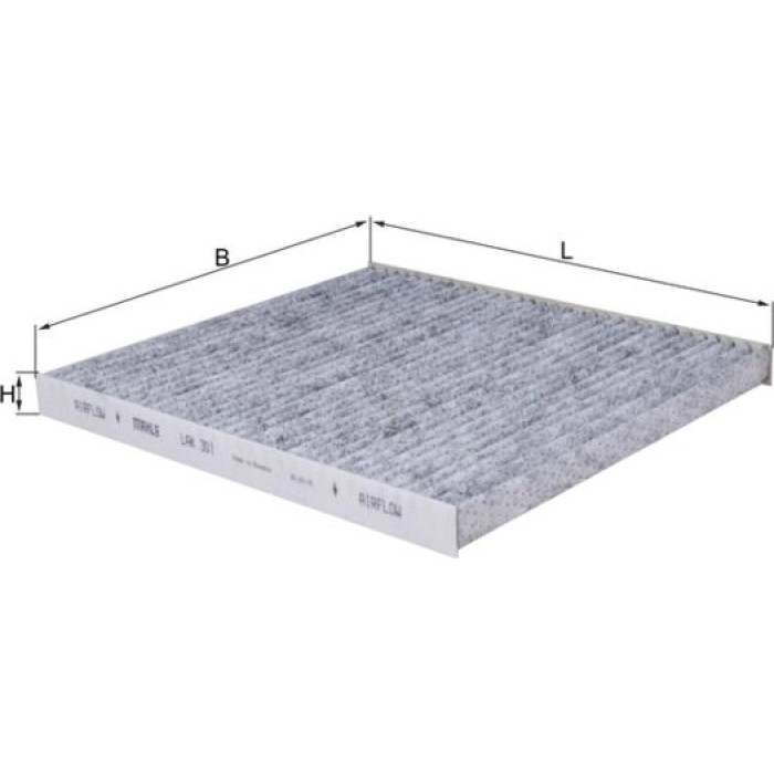 LAK 301 MAHLE Innenraumfilter 301, Aktivkohlefilter, 225 x 202 x 18 mm – u. a. für Hyundai I40 I (VF), Tucson (JM), I40 I Cw (VF) – OE Nummer 97133-2E210 - l
