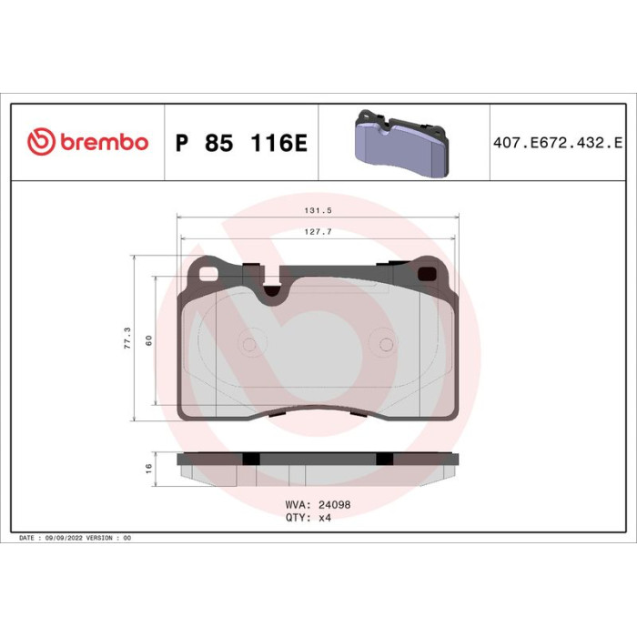 BREMBO Bremsklötze EV VA P 85 116E BREMBO Bremsklötze EV VA P 85 116E