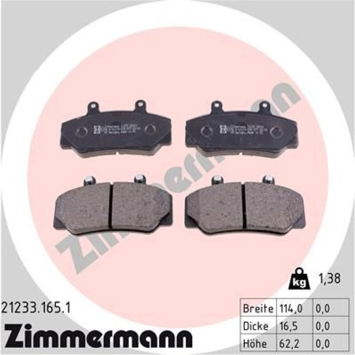 ZIMMERMANN Bremsbeläge 21233.165.1 ZIMMERMANN Bremsbeläge 21233.165.1