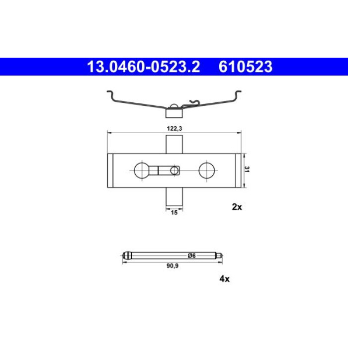 ATE Zubehörsatz Bremsbeläge 13.0460-0523.2 ATE Zubehörsatz Bremsbeläge 13.0460-0523.2