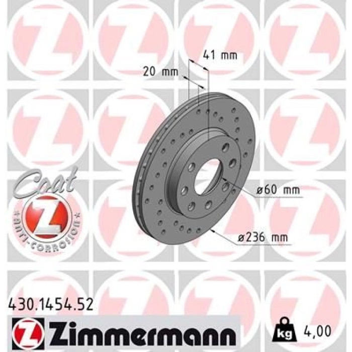 430.1454.52 Zimmermann 10 481 006 Sport Bremsscheibe Vorderachse 430.1454.52 430.1454.52 Zimmermann 10 481 006 Sport Bremsscheibe Vorderachse 430.1454.52