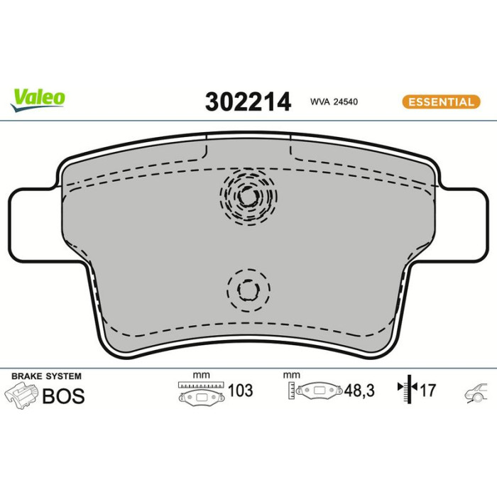 Valeo Bremsbelagsatz 302214 Valeo Bremsbelagsatz 302214