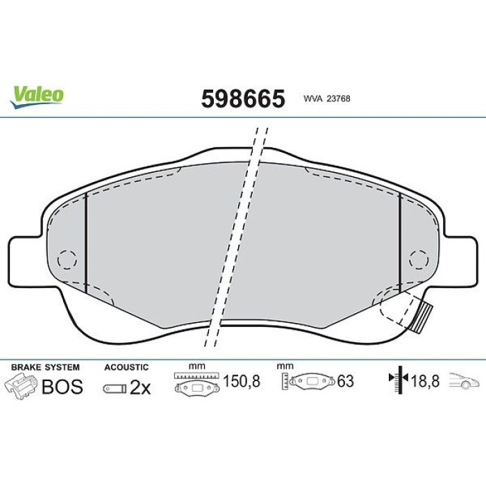 Valeo Bremsbelagsatz 598665 Valeo Bremsbelagsatz 598665