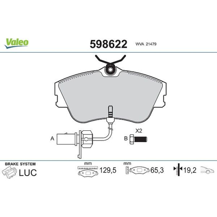 Valeo Bremsbelagsatz 598622 Valeo Bremsbelagsatz 598622