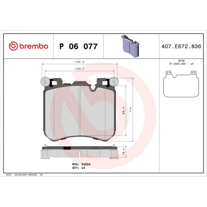 BREMBO Bremsklötze VA P 06 077 BREMBO Bremsklötze VA P 06 077