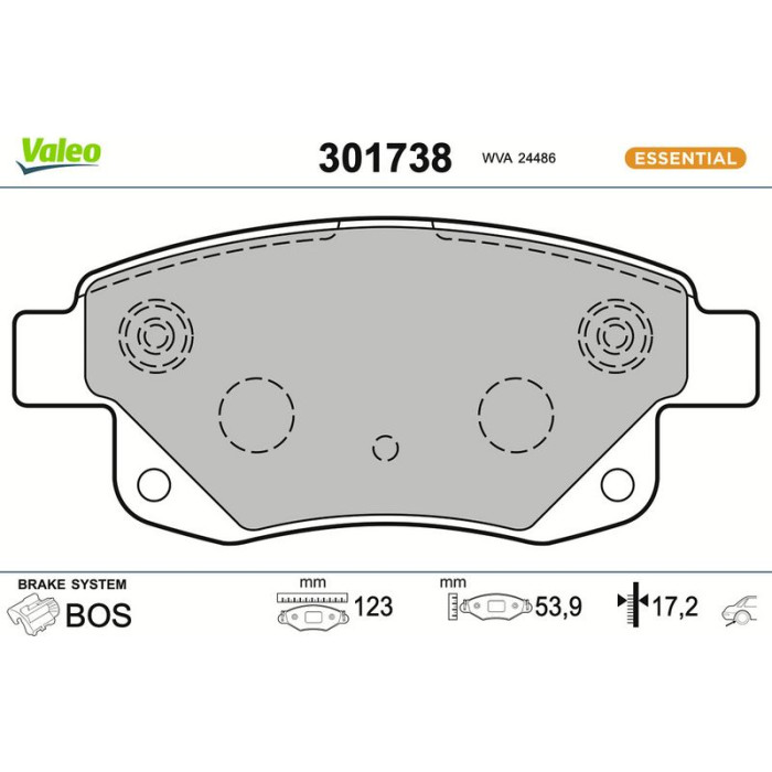 Valeo Bremsbelagsatz 301738 Valeo Bremsbelagsatz 301738