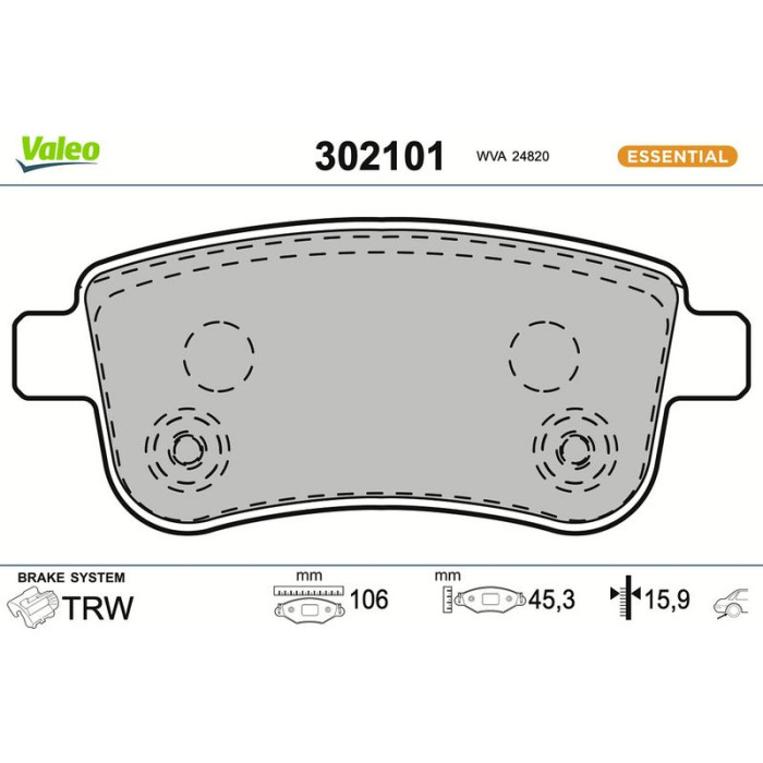 Valeo Bremsbelagsatz 302101 Valeo Bremsbelagsatz 302101