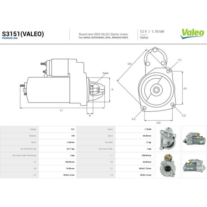 AS-PL Anlasser S3151(VALEO) AS-PL Anlasser S3151(VALEO)