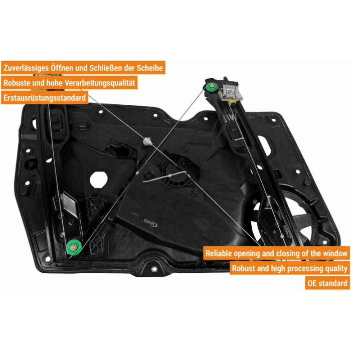 VAICO V10-2534 Fensterheber vorne rechts, ohne Motor, elektrisch, mit Trägerplatte VAICO V10-2534 Fensterheber vorne rechts, ohne Motor, elektrisch, mit Trägerplatte