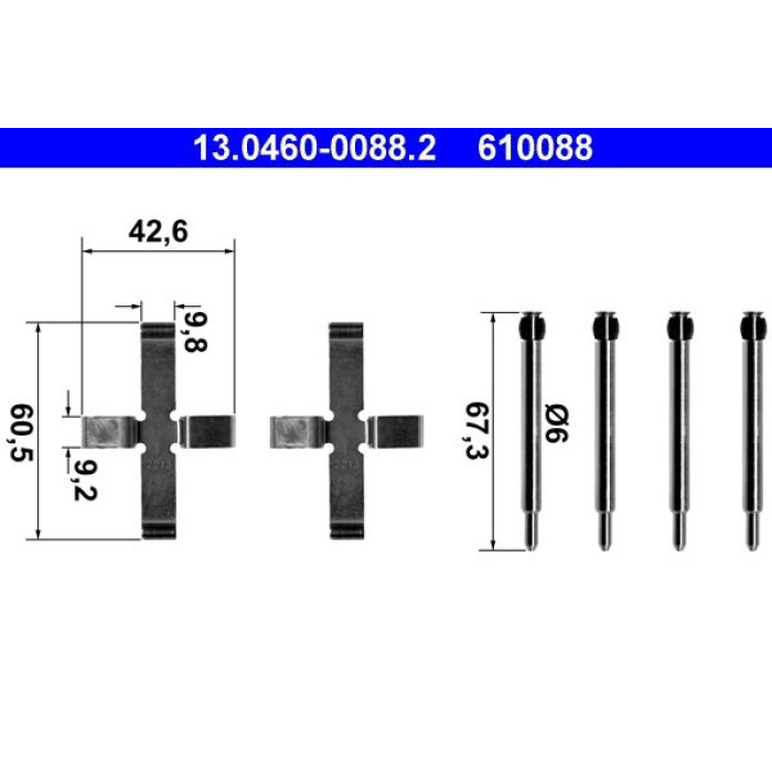 13.0460-0088.2 ATE Zubehörsatz Bremsbeläge 13.0460-0088.2