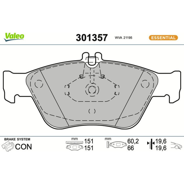 Valeo Bremsbelagsatz 301357 Valeo Bremsbelagsatz 301357