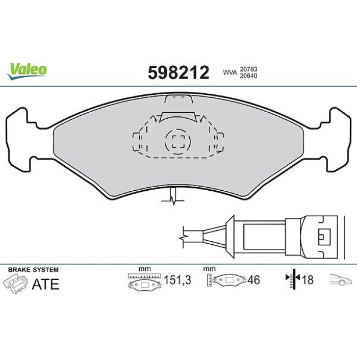 Valeo Bremsbelagsatz 598212 Valeo Bremsbelagsatz 598212