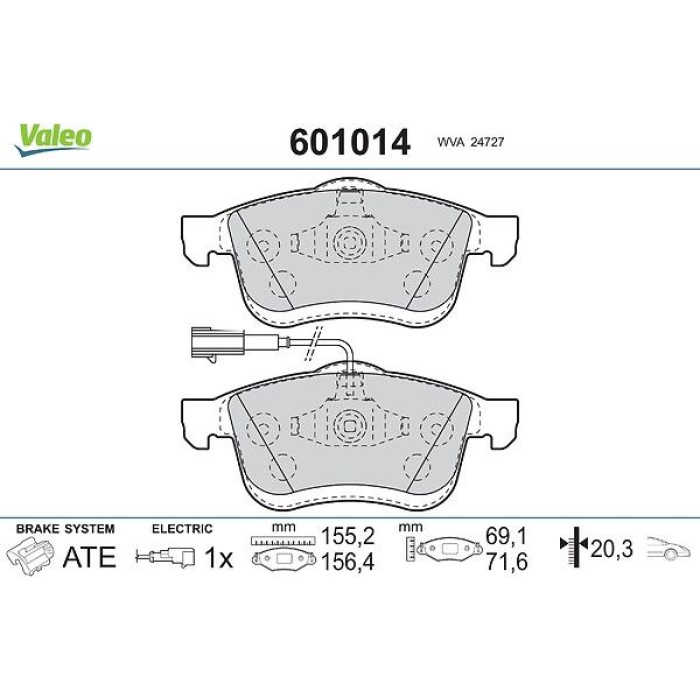 Valeo Bremsbelagsatz 601014 Valeo Bremsbelagsatz 601014