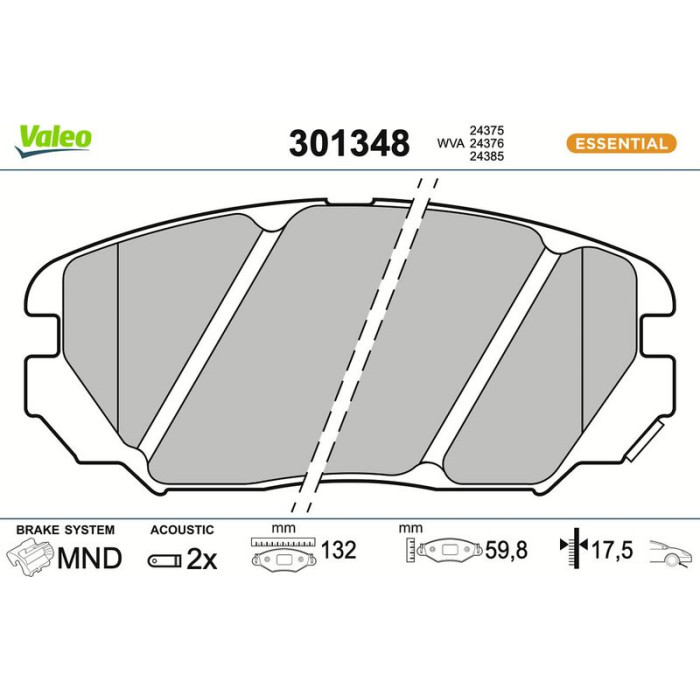 Valeo Bremsbelagsatz 301348 Valeo Bremsbelagsatz 301348