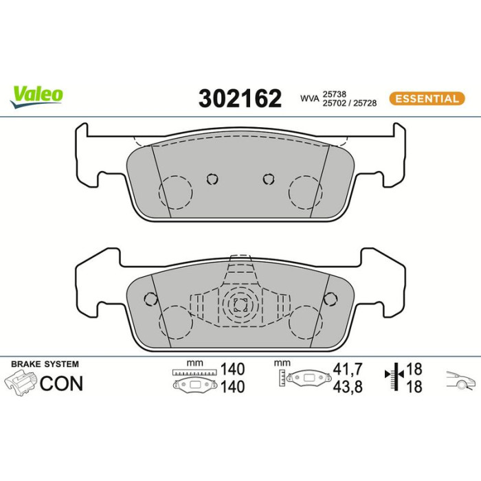 Valeo Bremsbelagsatz 302162 Valeo Bremsbelagsatz 302162