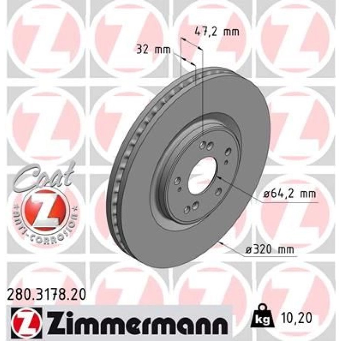 Zimmermann Bremsscheibe 280.3178.20 Zimmermann Bremsscheibe 280.3178.20