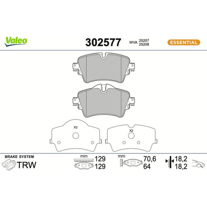 Valeo Bremsbelagsatz 302577 Valeo Bremsbelagsatz 302577