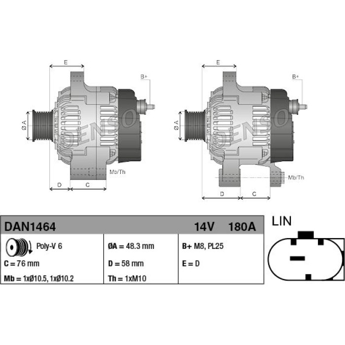 Denso Lichtmaschine DAN1464 Denso Lichtmaschine DAN1464