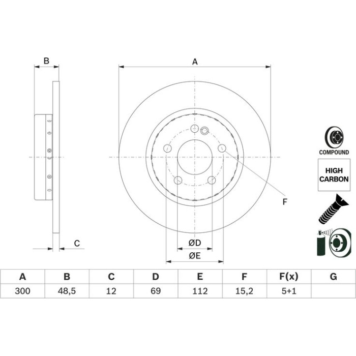 Bosch Bremsscheibe 0 986 479 H49 Bosch Bremsscheibe 0 986 479 H49