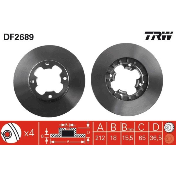 TRW Bremsscheibe Vorderachse DF2689 TRW Bremsscheibe Vorderachse DF2689