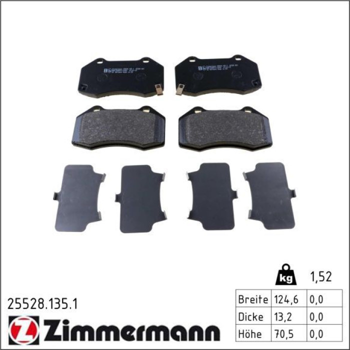 ZIMMERMANN Bremsbelagsatz, Scheibenbremse 25528.135.1 ZIMMERMANN Bremsbelagsatz, Scheibenbremse 25528.135.1