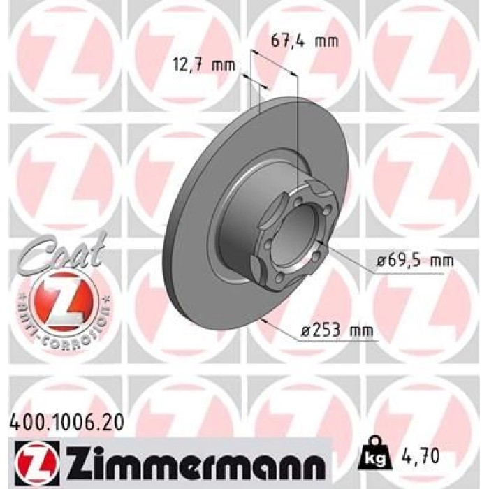 Zimmermann Bremsscheibe Vorderachse 400.1006.20 Zimmermann Bremsscheibe Vorderachse 400.1006.20