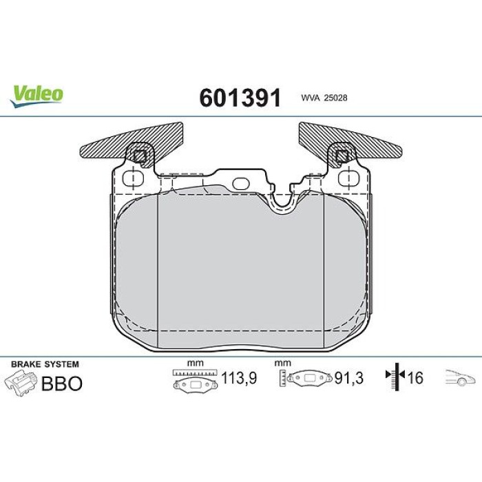 Valeo Bremsbelagsatz 601391 Valeo Bremsbelagsatz 601391