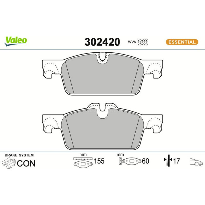 Valeo Bremsbelagsatz 302420 Valeo Bremsbelagsatz 302420