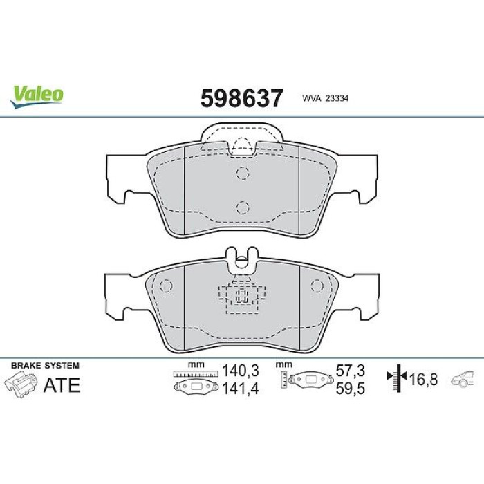 Valeo Bremsbelagsatz 598637 Valeo Bremsbelagsatz 598637