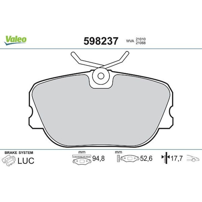 Valeo Bremsbelagsatz 598237 Valeo Bremsbelagsatz 598237
