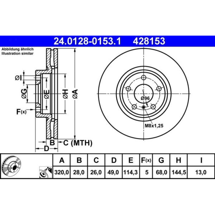 ATE Bremsscheibe Nissan Vorderachse Murano 3.5 4x4 03-14 24.0128-0153.1 ATE Bremsscheibe Nissan Vorderachse Murano 3.5 4x4 03-14 24.0128-0153.1