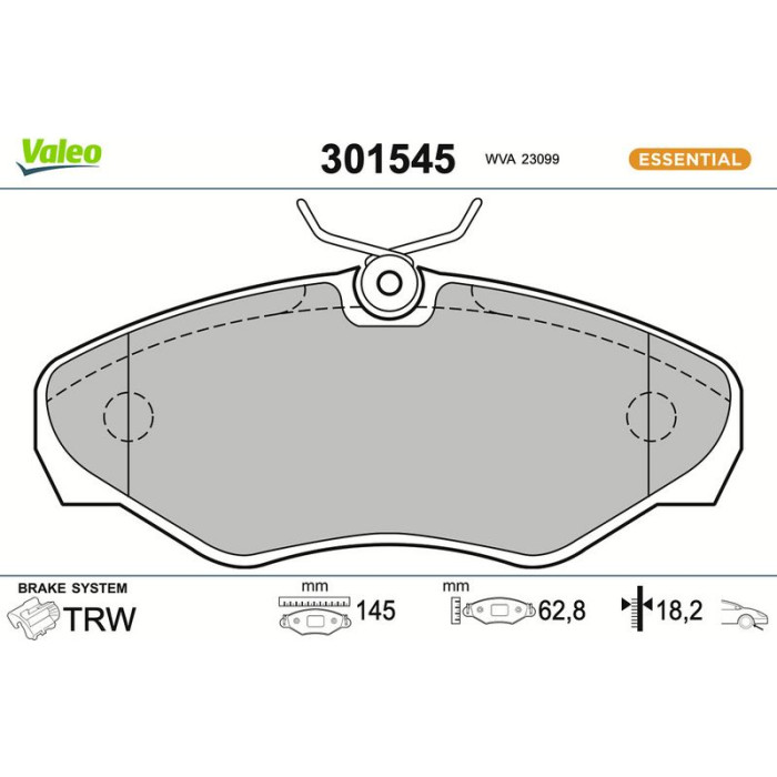 301545 Valeo Bremsbelagsatz 301545 301545 Valeo Bremsbelagsatz 301545