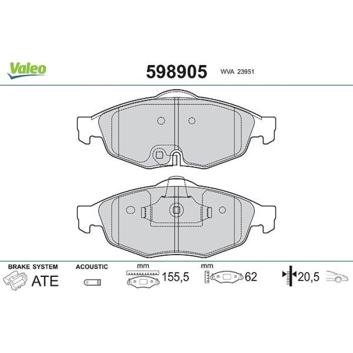 Valeo Bremsbelagsatz 598905 Valeo Bremsbelagsatz 598905