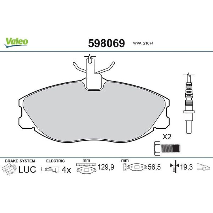 Valeo Bremsbelagsatz 598069 Valeo Bremsbelagsatz 598069