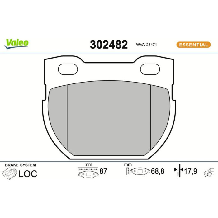 Valeo Bremsbelagsatz 302482 Valeo Bremsbelagsatz 302482