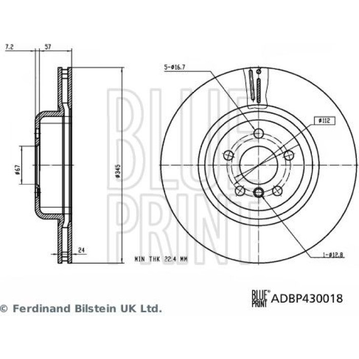 BluePrint Bremsscheibe ADBP430018 BluePrint Bremsscheibe ADBP430018