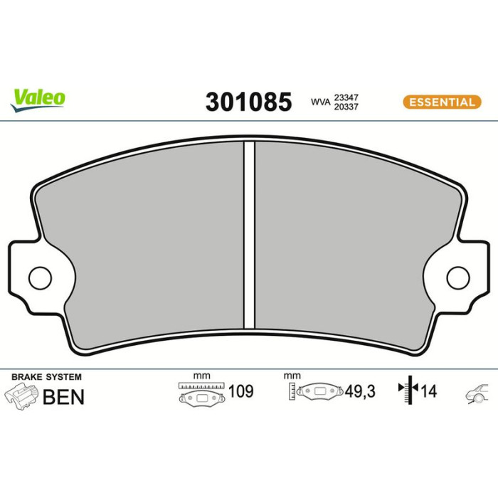 301085 Valeo Bremsbelagsatz 301085 301085 Valeo Bremsbelagsatz 301085