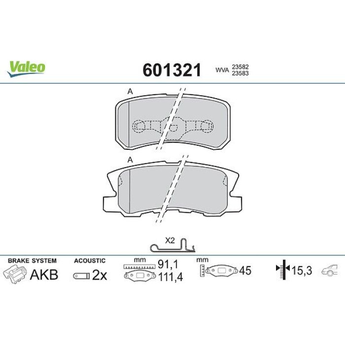 Valeo Bremsbelagsatz 601321 Valeo Bremsbelagsatz 601321
