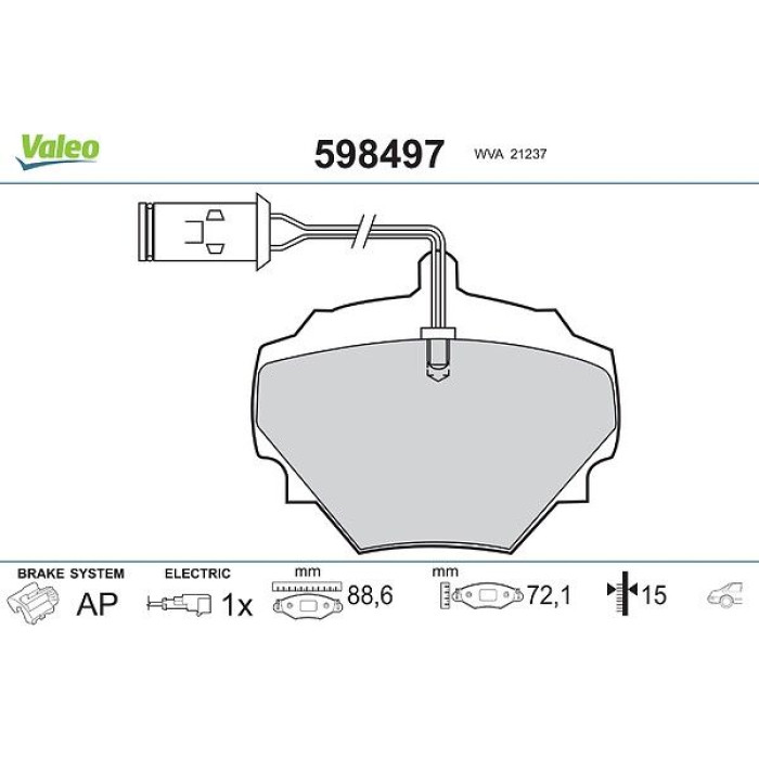 Valeo Bremsbelagsatz 598497 Valeo Bremsbelagsatz 598497