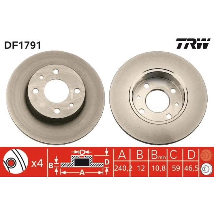 TRW Bremsscheibe DF1791 TRW Bremsscheibe DF1791