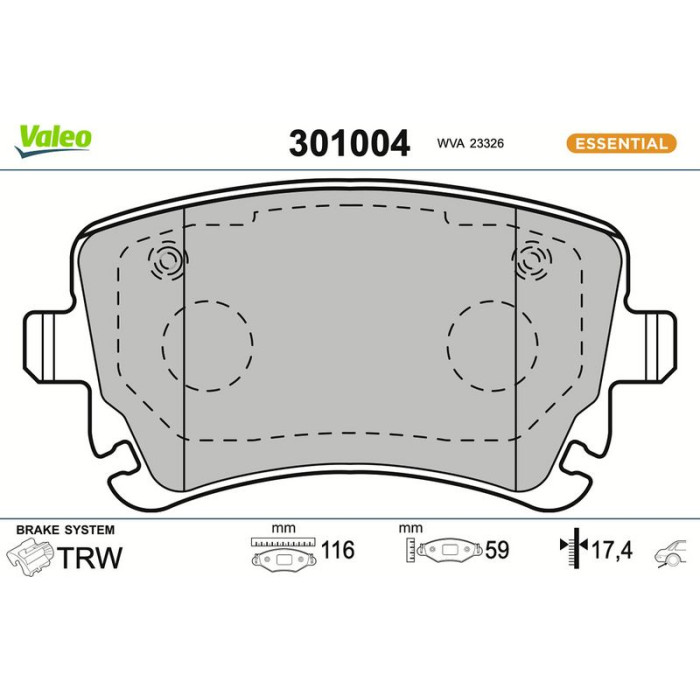 301004 Valeo Bremsbelagsatz 301004 301004 Valeo Bremsbelagsatz 301004