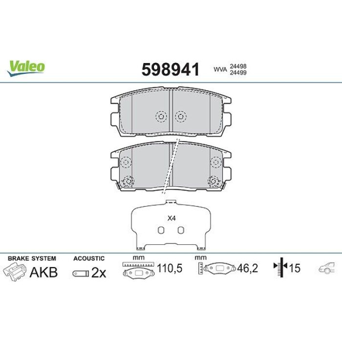 Valeo Bremsbelagsatz 598941 Valeo Bremsbelagsatz 598941