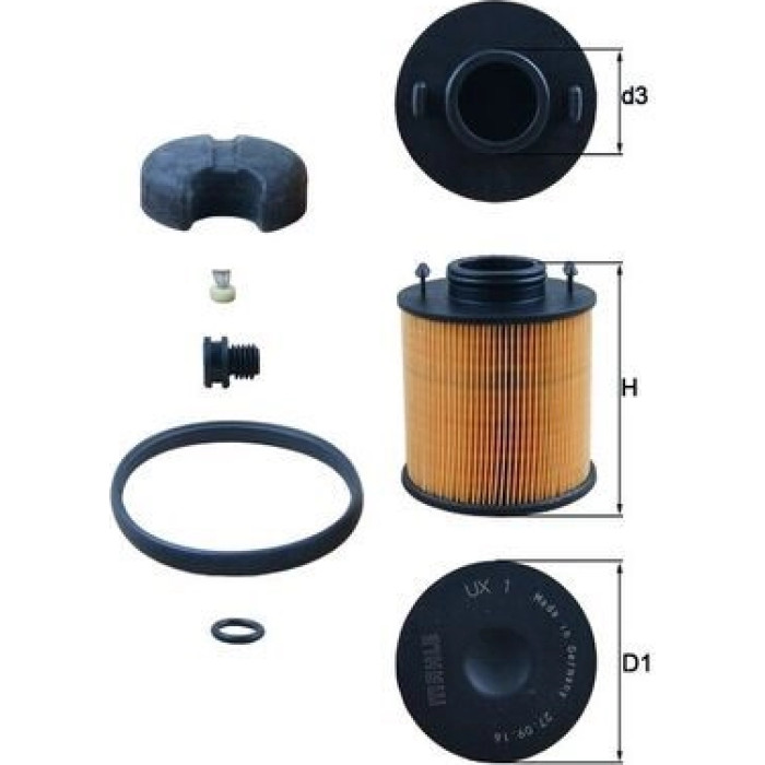MAHLE AdBlue-Filter UX 1D, Filtereinsatz, Höhe 75,5 mm – u. a. für Nissan Atleon, MAN Tgs I, MAN Tgx I – OE Nummer 20421-NY01J - l MAHLE AdBlue-Filter UX 1D, Filtereinsatz, Höhe 75,5 mm – u. a. für Nissan Atleon, MAN Tgs I, MAN Tgx I – OE Nummer 20421-NY01J - l