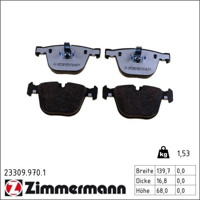 ZIMMERMANN Bremsbelagsatz, Scheibenbremse 23309.970.1 ZIMMERMANN Bremsbelagsatz, Scheibenbremse 23309.970.1