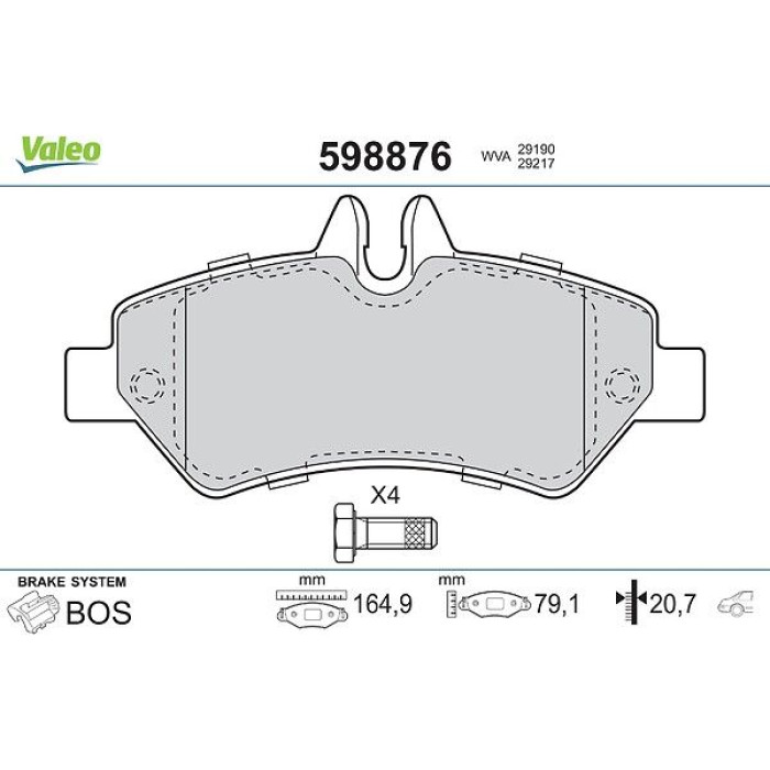 Valeo Bremsbelagsatz 598876 Valeo Bremsbelagsatz 598876