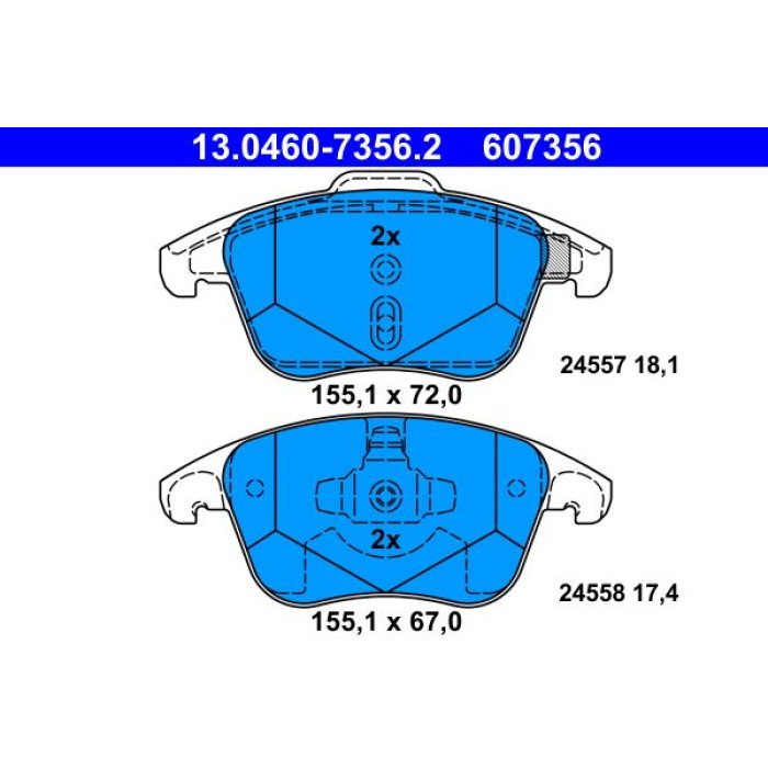 13.0460-7356.2 ATE Bremsbelagsatz 13.0460-7356.2 13.0460-7356.2 ATE Bremsbelagsatz 13.0460-7356.2