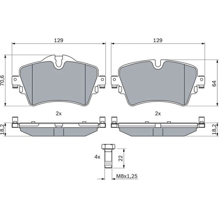 Bosch Bremsbelagsatz Vorderachse 0 986 494 736 Bosch Bremsbelagsatz Vorderachse 0 986 494 736
