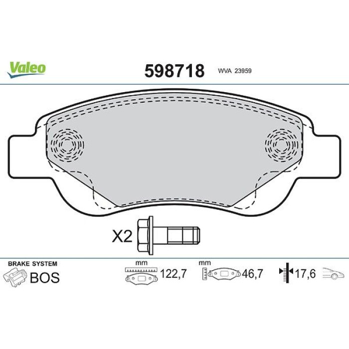 Valeo Bremsbelagsatz 598718 Valeo Bremsbelagsatz 598718