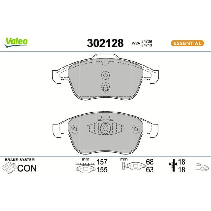 Valeo Bremsbelagsatz 302128 Valeo Bremsbelagsatz 302128