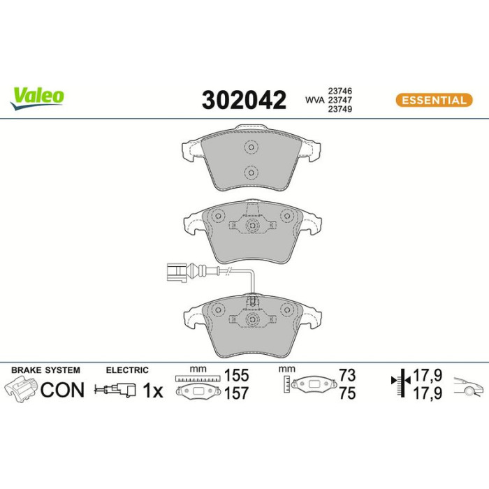 Valeo Bremsbelagsatz 302042 Valeo Bremsbelagsatz 302042